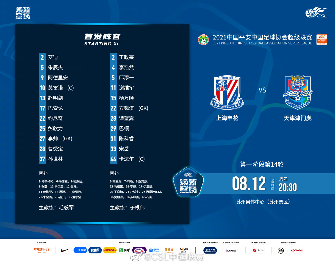  津门虎卡达尔及巴 Barton 出战
