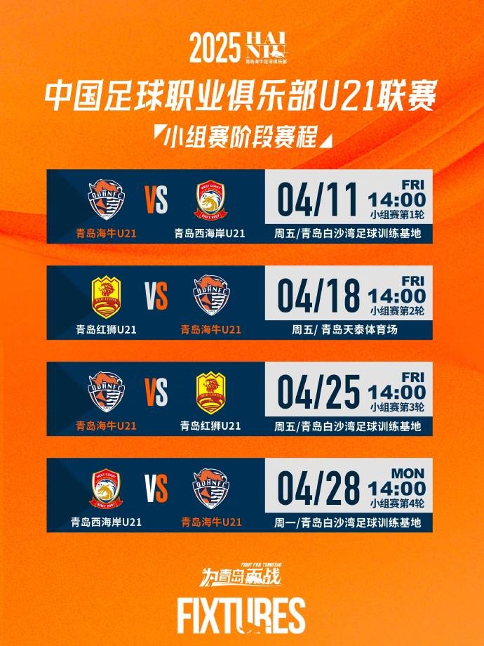 青岛两支U21队伍首发比拼